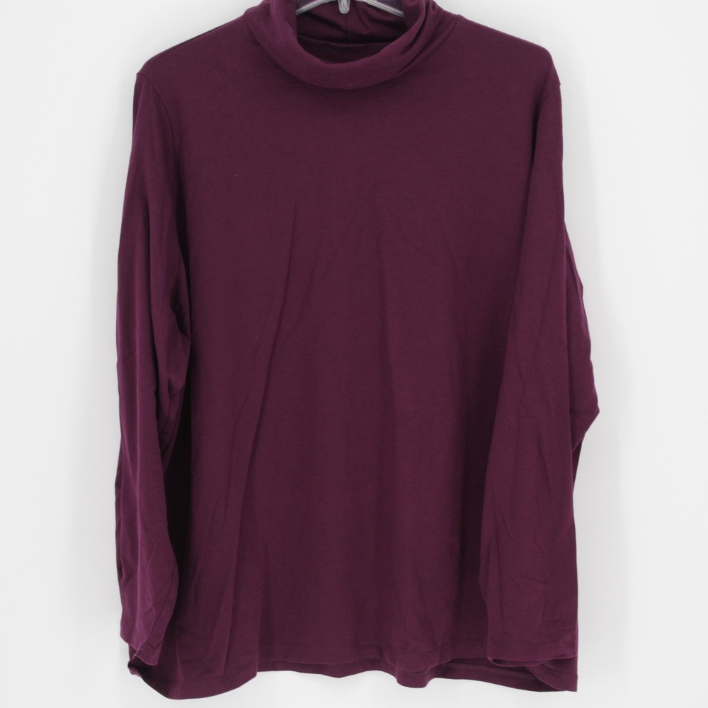 Lands' End Women's Burgundy Shaped Fit Mock Neck Long Sleeve Top Size 3X